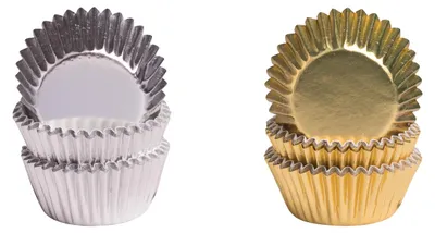 Produktbild von Demmler Pralinenförmchen Set - je 75 silberne & goldene Pralinenkapsel - 150 Stück