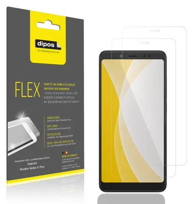 Immagine prodotto di 2x Pellicola protettiva per Xiaomi Redmi Note 5 Pro, rivestimento al 100%, Protezione dipos Flex