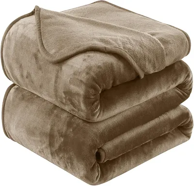 Obrázek produktu pro Fleecová deka, 230x270 cm, světle hnědá, flanelová přehoz na pohovku, pro pohovku