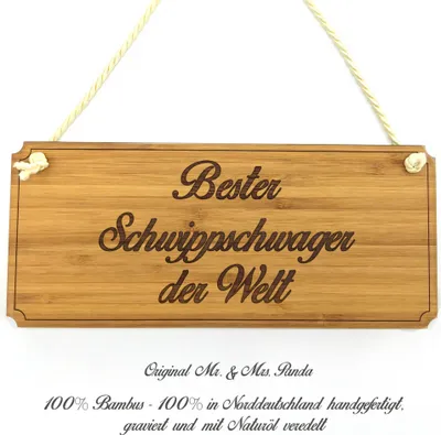 Produktbild von Mr. & Mrs. Panda Werbeschild Schwippschwager - Geschenk, Wegweiser, Shabby, Landhaus, Verwandtschaft, Holzschild, Türschild, Graviert, Firmenschild, Geschenkidee, Schild