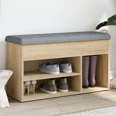 Immagine prodotto di vidaXL Panca per scarpe in rovere Sonoma 82x32x45,5 cm Materiale a base di legno