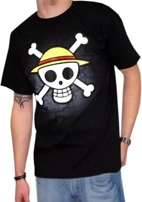 Produktbild von ONE PIECE Herren T-Shirt: Skull with Map Strohhut schwarz XL