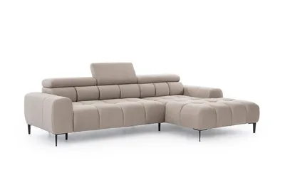 A modern sectional sofa shown from a side-angle against a white background.
