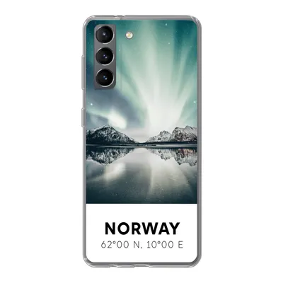 Produktbild von MuchoWow® Handyhülle Schutzhülle Hülle für Samsung Galaxy S21 Norwegen - Nordlichter - See Silikon Softcase Handy Hülle - Softcase