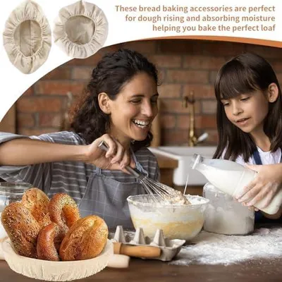 Produktbild von 4 Leinentücher zum Brotbacken, 25 cm mit Gummibund, für runde und ovale Gärkörbchen