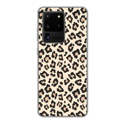 Produktbild von MuchoWow® Handyhülle Schutzhülle Hülle für Samsung Galaxy S20 Ultra Weiß - Rosa - Leopardenmuster Silikon Softcase Handy Hülle - Karteninhaber