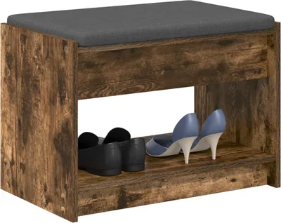Produktbild von "2026 Aktion"Flurbank(1 pcs）CLORIS - Bettbank - Sitzbank - mit Kissen mit Regal Geräucherte Eiche 63x38x45cm - Sitzbänke NeuMöbel6385123