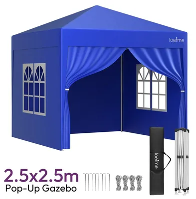 Produktbild von Pop-up Pavillon, Wasserdichtes Design, Abnehmbare Seitenwände, Blau mit 4 Wänden, 2,5m x 2,5m-c