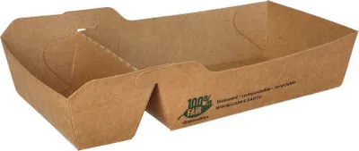 Produktbild von 6720 Pommes-Frites-Trays, Pappe "pure" 2-geteilt 3,8 cm x 8,5 cm x 15,5 cm braun "100% Fair" extra groß
