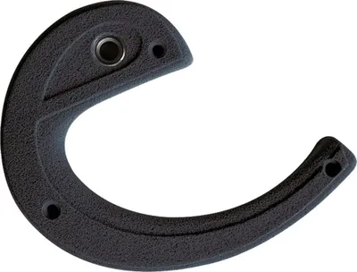 Klettergriff "Climbing Holds Big e" von Edelrid; schwarz; mit einer geschwungenen Form und zwei Befestigungslöchern.