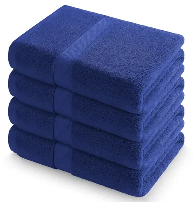 Obrázek produktu pro Elzusha – Sada 4 ručníků do koupele, 100% bavlna – 70 x 140 cm – 500 g/m² – tmavě modrá