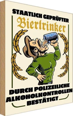 Produktbild von vianmo Holzschild 18x12 cm Alkohol staatlich er Biertrinker