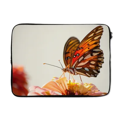 Produktbild von MuchoWow® Laptop Hülle 13 Zoll Schmetterling - Orange - Blume - Insekten Laptoptasche - Laptophülle - Sleeve - Rundumschutz