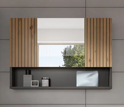 Immagine prodotto di xonox.home Armadio a specchio Mone L/H/D: 80x55x17 cm in riproduzione di basalto e --