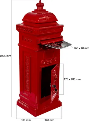 Immagine prodotto di STILISTA Cassetta postale, 102,5 x 34 x 30 cm, rosso
