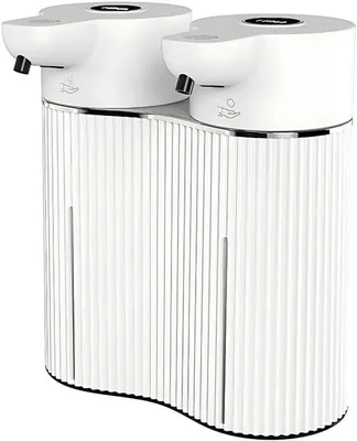 Immagine prodotto di Distributore automatico 2 in 1 di sapone in schiuma e gel, 800 ml, 4 impostazioni, impermeabile IPX6, ricaricabile tramite USB, per cucina e bagno, montaggio a parete, doppio.