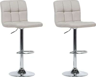 Produktbild von BELIANI Trendy Barhocker 2er Set Beige Stoff Höhenverstellbar Retro-Optik