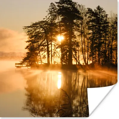 Produktbild von MuchoWow® Poster Herbst - Sonne - Wasser 75x75 cm - Wand Dekoration