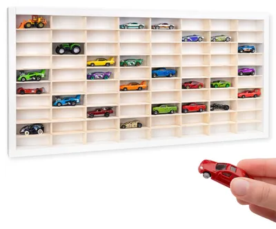 Productafbeelding van Creative Deco Wit Houten verzamelkast voor auto's - 80, 80 x 41 x 5.5 cm