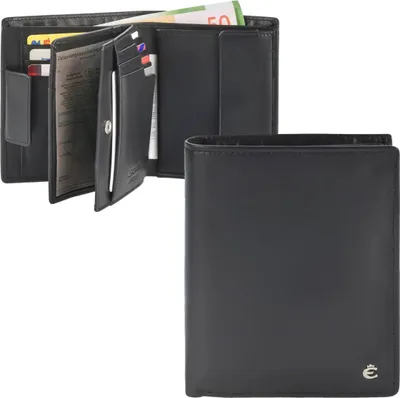 Zdjęcie produktu dla Portfel męski 14KF ochrona RFID skórzany czarny portfel portmonetka NOWOŚĆ