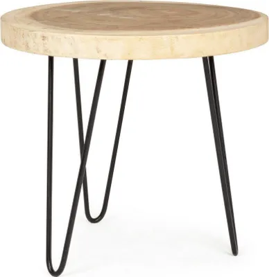 Produktbild von 2er Set Beistelltische Tuala 56 x 56 x 48 cm Mungurholz Stahl Natur Schwarz