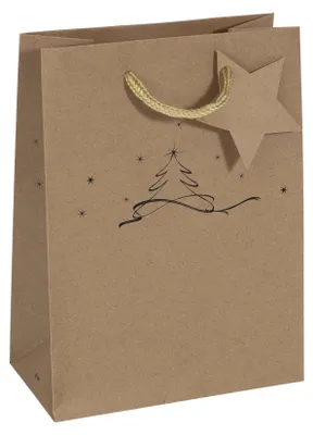 Produktbild von SIGEL GT038 Geschenktasche mittel - beige  - mit Bodeneinlage, Geschenkanhänger und farblich abgestimmten Tragekordeln - Kraftkarton - 17 x 23 cm