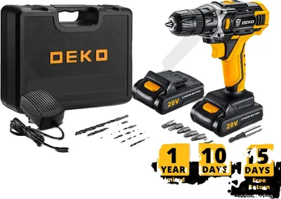 Image de Perceuse sans fil, Vitesse à vide 1350 tr/min, Diamètre de perçage maxi 10 mm, Couple nominal 28/32/42 N-m, DKCD20FU-Li SET3