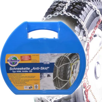 Produktbild von Schneeketten 9mm - Zuverlässige Sicherheit auf Schnee & Eis - Einfache Montage, für 15-19 Zoll (205-265mm) PKW & SUV Reifen - Austria/GS Ö-Norm, KI-generiertes Bild