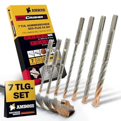 Zdjęcie produktu dla Wiertła sds+ do betonu zestaw 7 sztuk twardy metal ø 5 12 mm