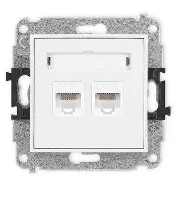 Obrázok produktu pre Karlik 25IGK-2, dvojitá zásuvka RJ45, pod omietku, biela, matná