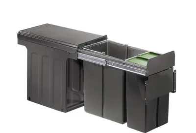 Produktbild von WESCO 885301-72 Abfallsorter 30 (20+10) Liter DOUBLE 30 BM oriongrau inkl. Biodeckel, ab 30 cm Schrankbreite
