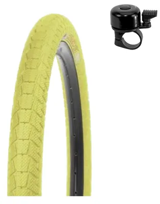 Produktbild von 1 x Kenda K-907 Krackpot BMX Fahrradreifen 20 x 1,95 (50-406) Gelb inkl. Fahrradklingel