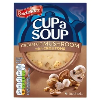 Produktbild von Batchelors - Cup a Soup - Cream of Mushrooms with Croutons, 4 Sachets - 99g