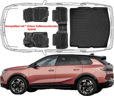 Produktbild von 3D Auto Fußmatten & Untere Kofferraumwanne Set Kompatibel mit Opel Grandland 2.Gen Hybrid ab 2024
