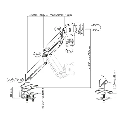 Produktbild von ROLINE LCD-Arm, Tischmontage, Gasfeder, 5 Gelenke, bis 18 kg