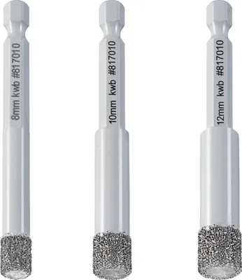 Produktbild von KWB Diamant-Lochsägen Set für Trockenschnitt, 1/4" E6.3, Ø 8, 10, 12 mm