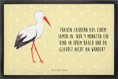 Produktbild von Mr. & Mrs. Panda fußmatte Storch 40 x 60 cm - Gelb Pastell - Geschenk, Fußabstreifer, Lustige Sprüche, Mutter, Störche, Bodenvorleger, Schwanger, Schmutzmatte, Baby