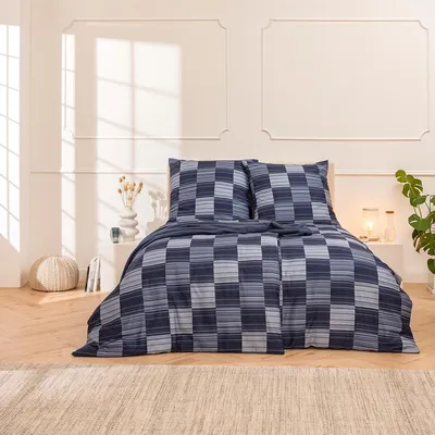 Produktbild von Estella Mako-Satin Bettwäsche Delian navy 135x200 cm + 80x80 cm
