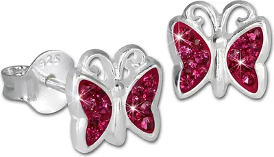 Produktbild von Teenie-Weenie Ohrstecker Kinder Silber pink Schmetterling Ohrringe SDO094P