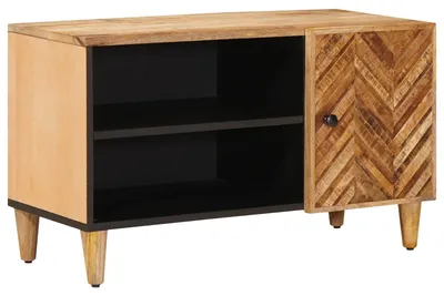 Produktbild von Möbel Stauraumschränke Braun 80 x 31,5 x 46 cm Massivholz MangoCD- & DVD-Regale - CD- & DVD-Regale c6345
