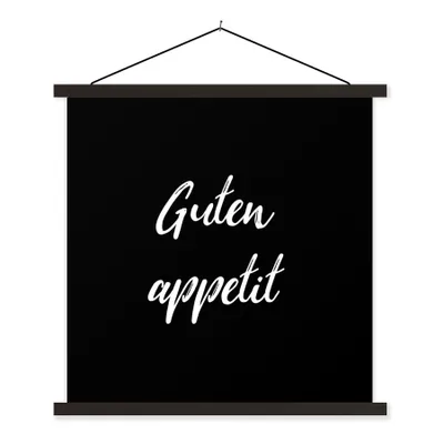 Produktbild von MuchoWow® Textilposter Guten Appetit - Sprichwörter - Zitate - Herzhaft essen 90x90 cm mit schwarzem Rahmen - Magnetisches