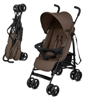 Image de Kinderkraft TIK - Poussette de promenade « Parapluie » - ultra-légère (6,5 kg) - pliable - position allongée - pneus increvables - marron