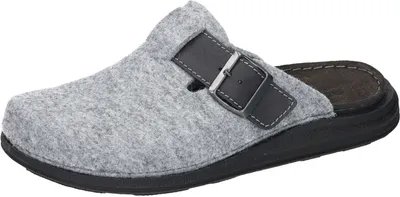 Produktbild von Dr. Brinkmann Herren Hausschuh Wollfilz Pantoffel Schnalle 220025, Größe:43 EU, Farbe:Grau