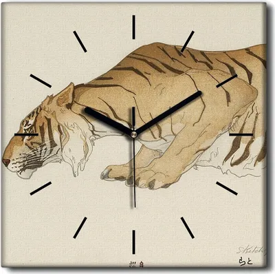 Produktbild von Coloray Uhr auf Leinwand 30x30 cm Wand Uhr Dekoration Wohnzimmer Segeltuch schwarze Hände -Japan Tigertier