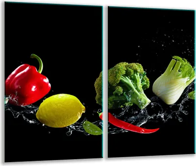 Produktbild von Herdabdeckplatten 2 teilig 30x52 Glaskeramikfeld Abdeckung Glas Gemüse