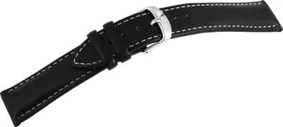 Produktbild von Echtleder-Uhrenarmband, schwarz, weiße Naht, 14 mm - 26 mm