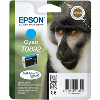 Produktbild von Epson Monkey Tintenpatrone Cyan T0892 DURABrite Ultra Ink, Cyan, 1 Stück(e)