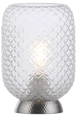Image de Lampe de table, noire, verre strié transparent, H 22,5 cm