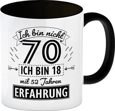 Produktbild von Witziger Kaffeebecher Schwarz für den 70. Geburtstag mit Motiv: Erfahrung