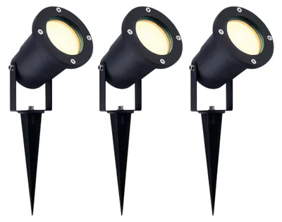 Produktbild von Ledvion 3er Set Gartenstrahler mit Erdspieß IP65 3W 2700K GU10 dimmbar